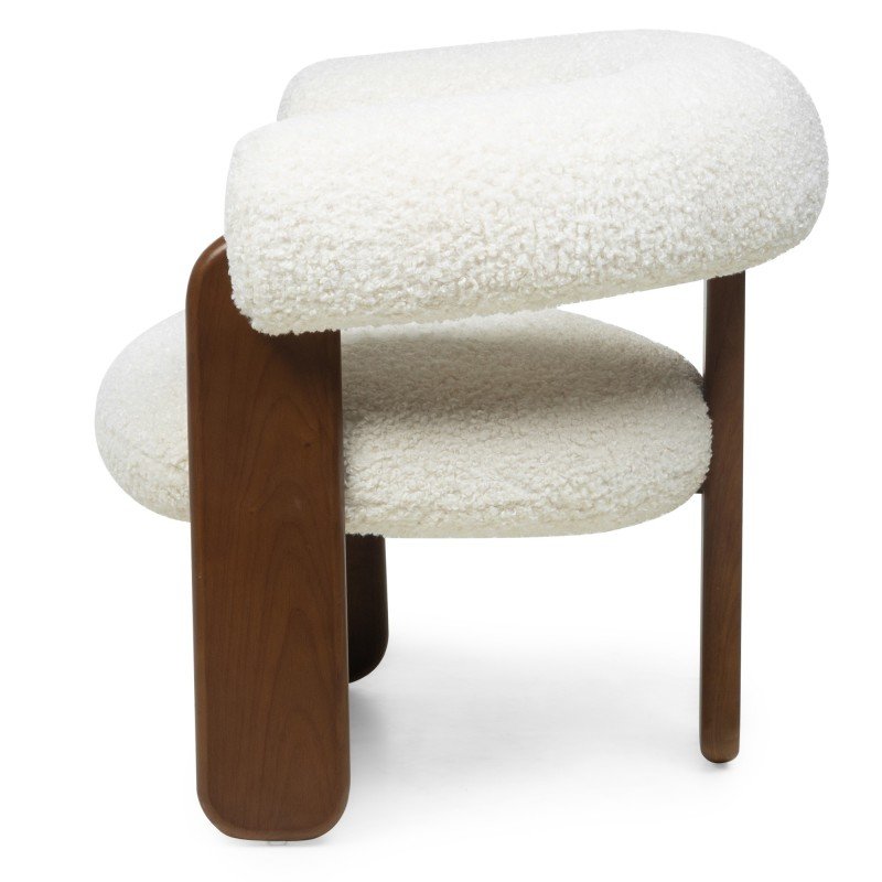 Poltrona Lole in bouclé crema con gambe in frassino noce - NN-LOL-UPH-ARM-CRE-650 - foto 5