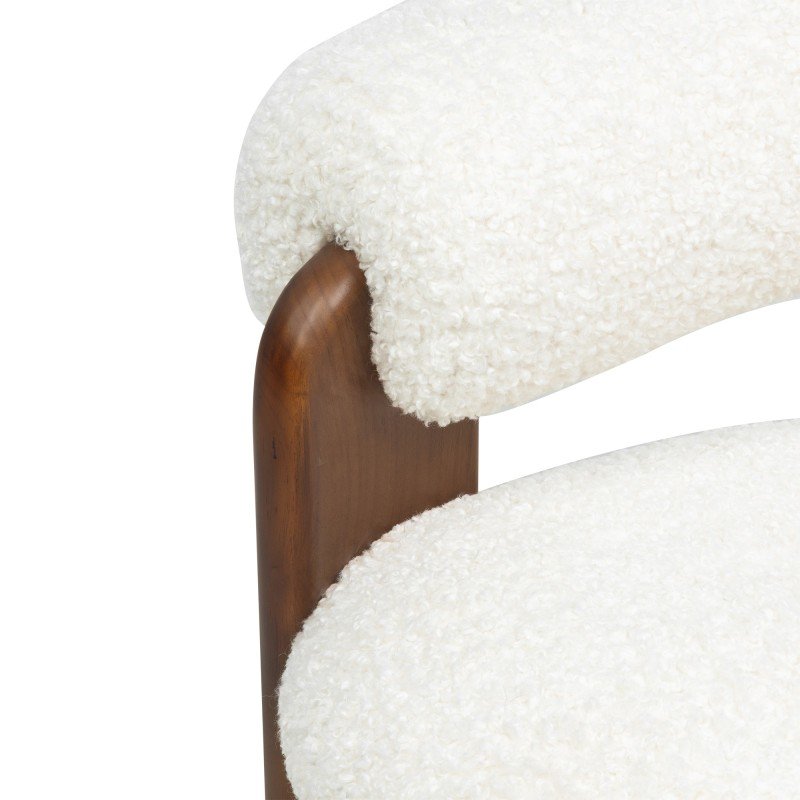 Poltrona Lole in bouclé crema con gambe in frassino noce - NN-LOL-UPH-ARM-CRE-650 - foto 6