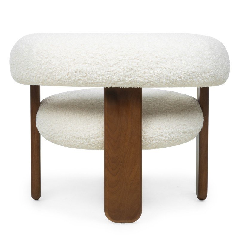 Poltrona Lole in bouclé crema con gambe in frassino noce - NN-LOL-UPH-ARM-CRE-650 - foto 8