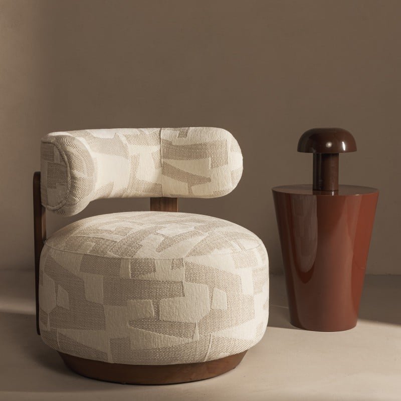 Poltrona Marabell beige crema con legno di frassino noce - NN-MAR-UPH-ARM-MUL-408 - foto 2