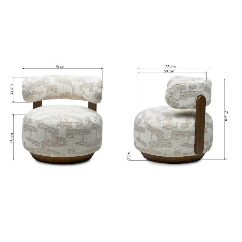 Poltrona Marabell beige crema con legno di frassino noce - NN-MAR-UPH-ARM-MUL-408 - foto 3