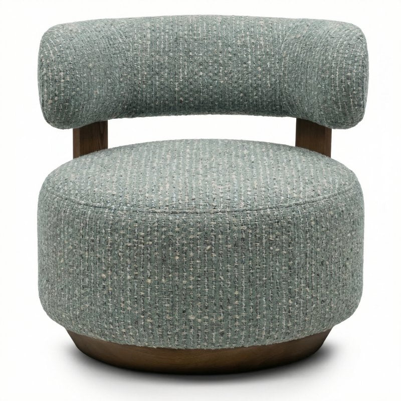 Poltrona Marabell blu beige con legno di frassino noce - NN-MAR-UPH-ARM-WAL-544