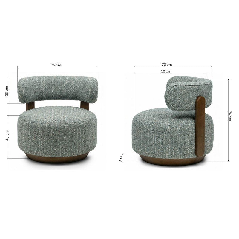 Poltrona Marabell blu beige con legno di frassino noce - NN-MAR-UPH-ARM-WAL-544 - foto 3