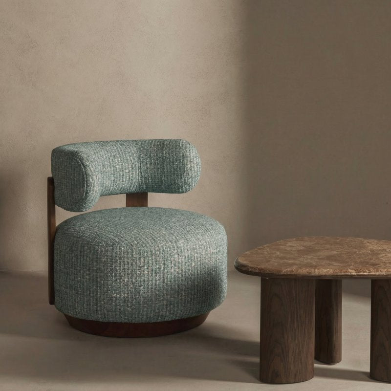 Poltrona Marabell blu beige con legno di frassino noce - NN-MAR-UPH-ARM-WAL-544 - foto 4