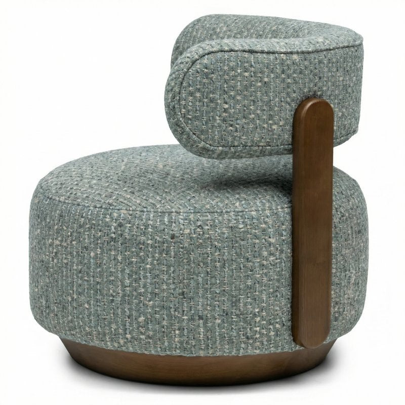 Poltrona Marabell blu beige con legno di frassino noce - NN-MAR-UPH-ARM-WAL-544 - foto 5