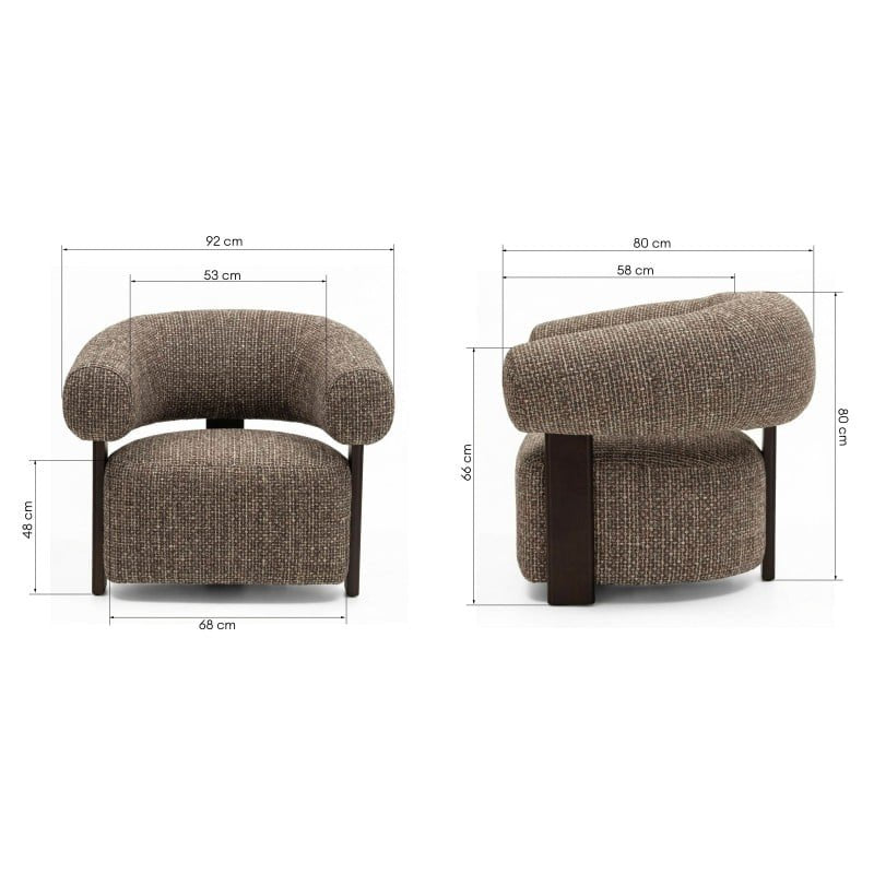 Poltrona Marbello marrone crema con gambe in frassino noce - NN-MAR-UPH-ARM-WAL-543 - foto 9