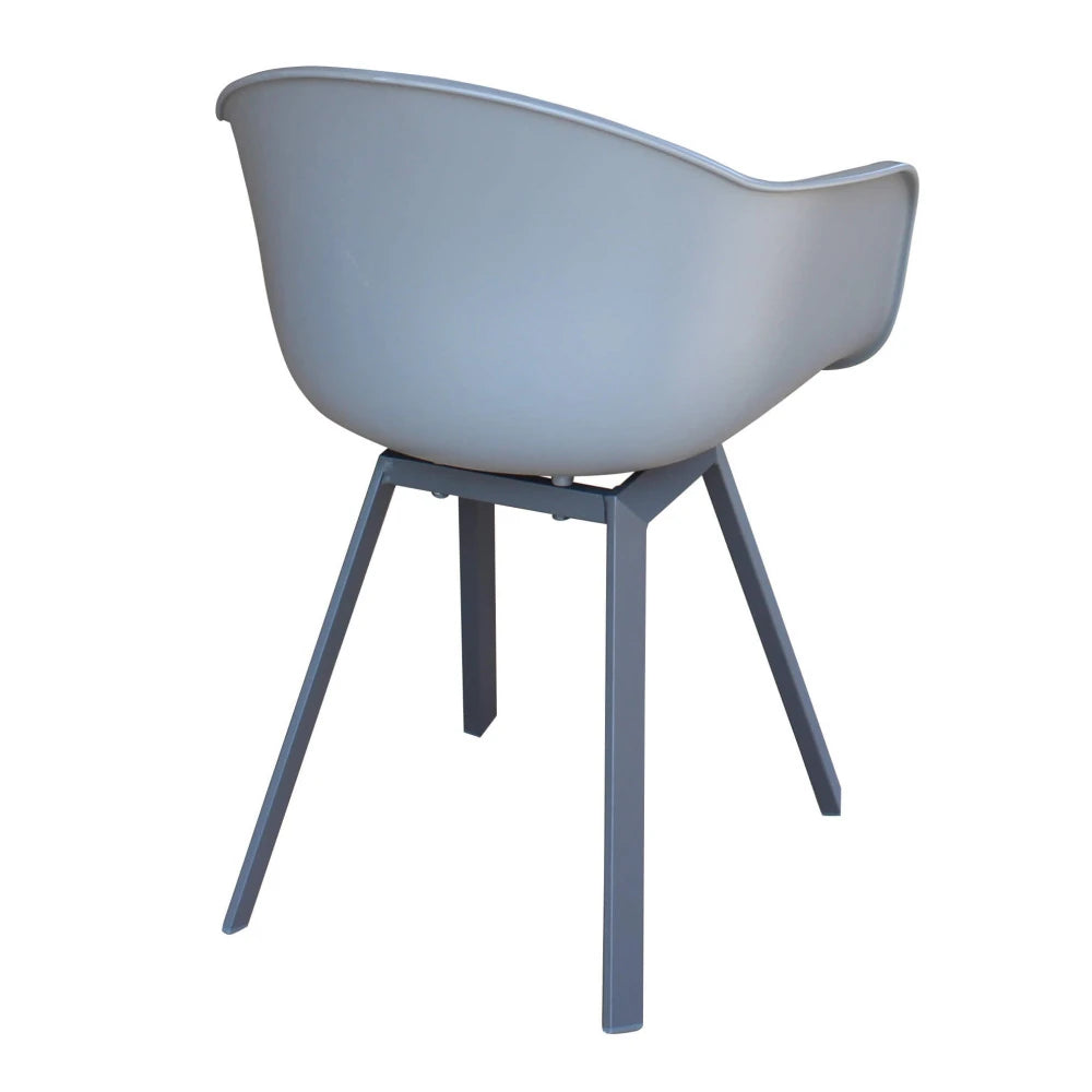 Poltrona Maui fissa antracite con braccioli, in alluminio e textilene per esterni, vista posteriore