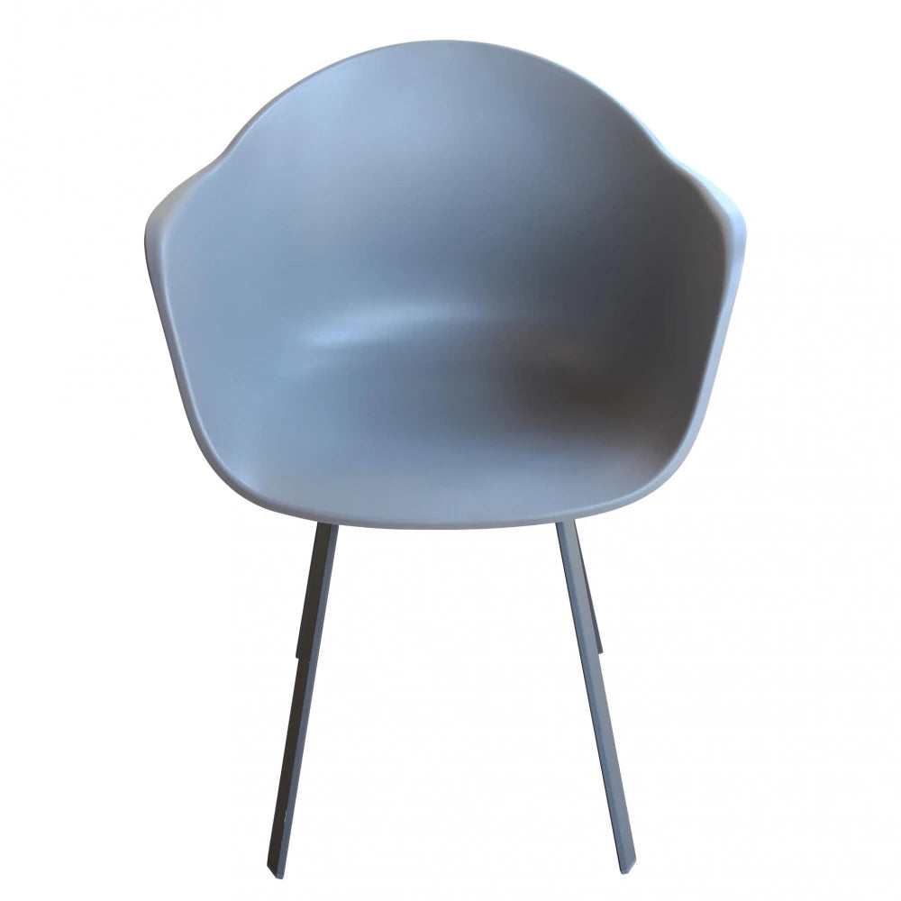 Poltrona Maui fissa antracite con braccioli, in alluminio e textilene per esterni, vista frontale