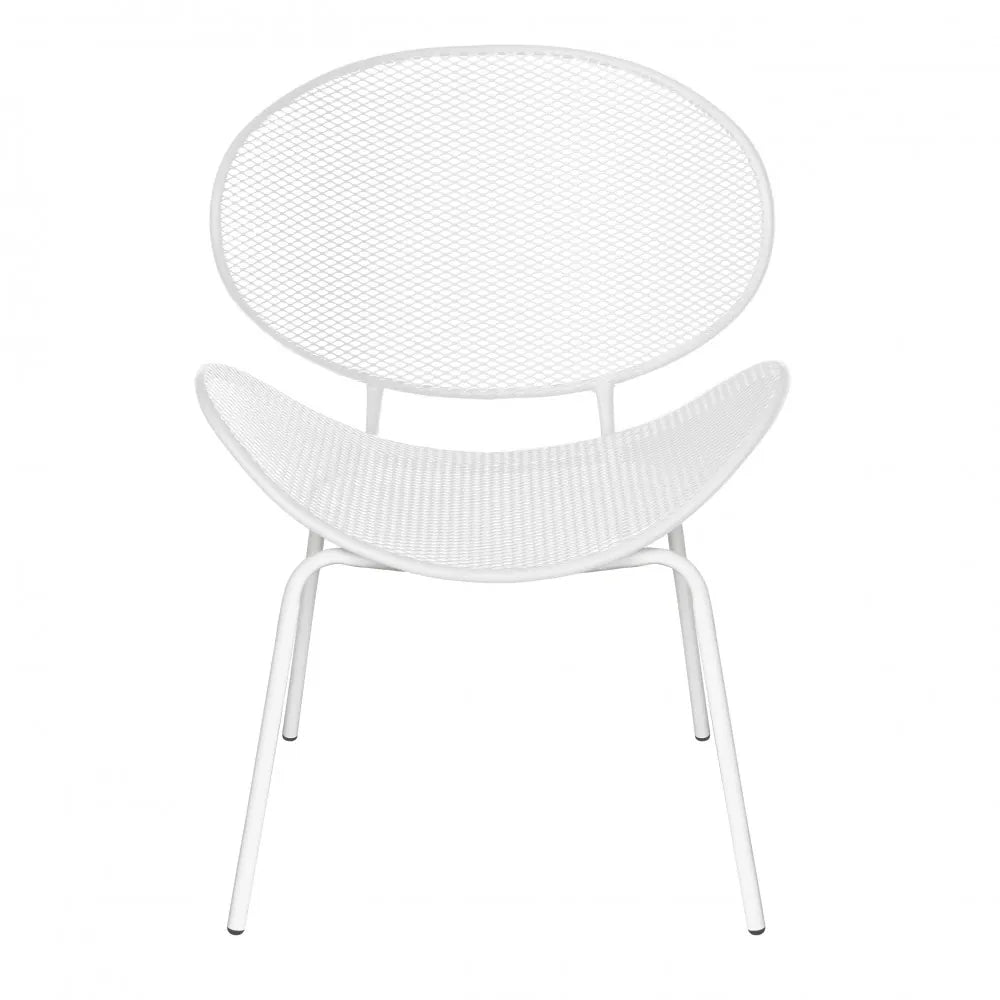 Poltrona Midway bianca in alluminio e textilene, impilabile, per esterni, vista frontale