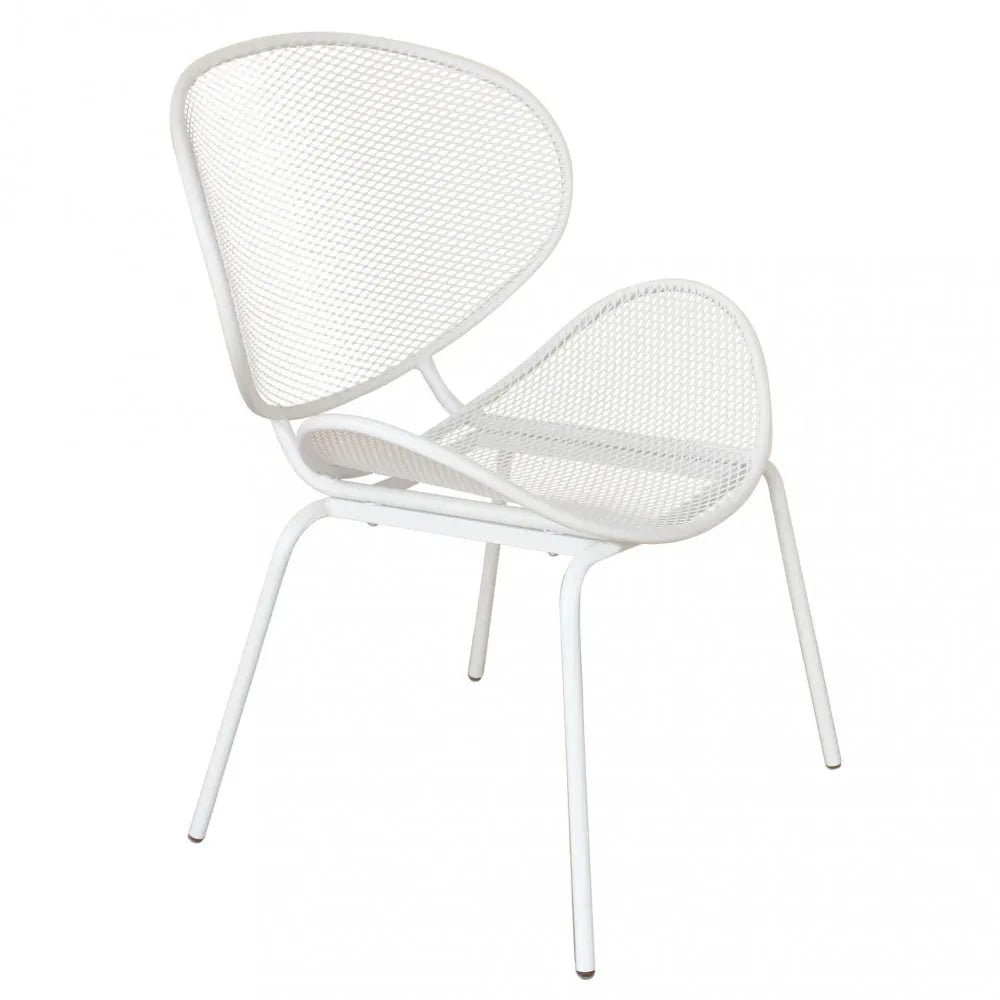 Poltrona Midway bianca in alluminio e textilene, impilabile, per esterni.