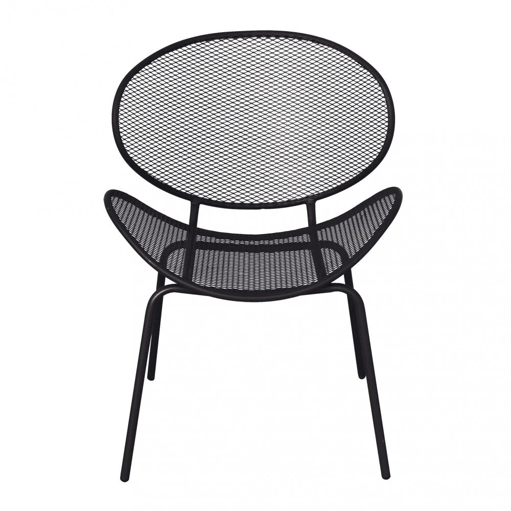 Poltrona Midway grigia in alluminio e textilene, impilabile per esterni. vista laterale