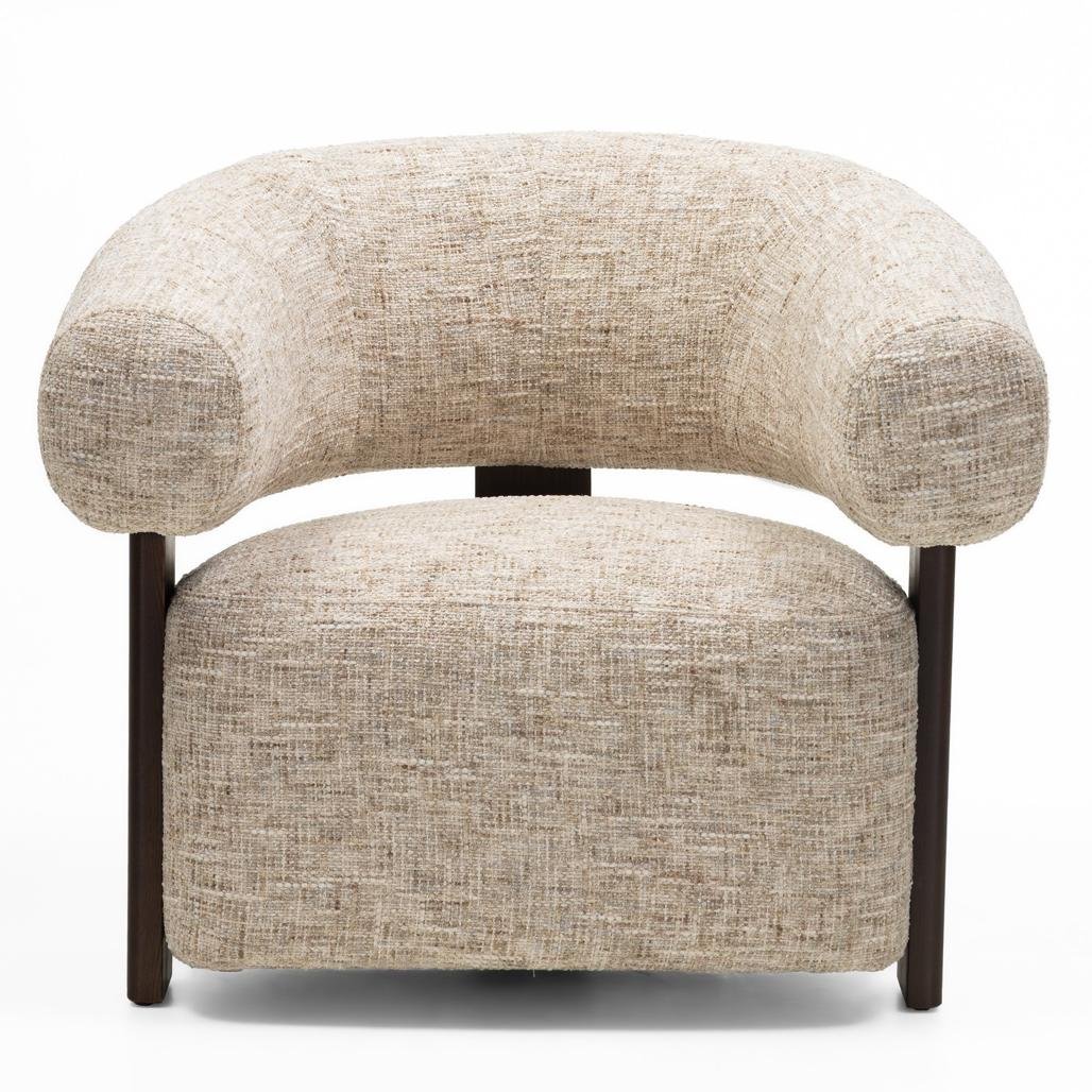 Poltrona Monique beige grigio con gambe in frassino noce - NN-MON-UPH-ARM-BEI-277 - foto 3