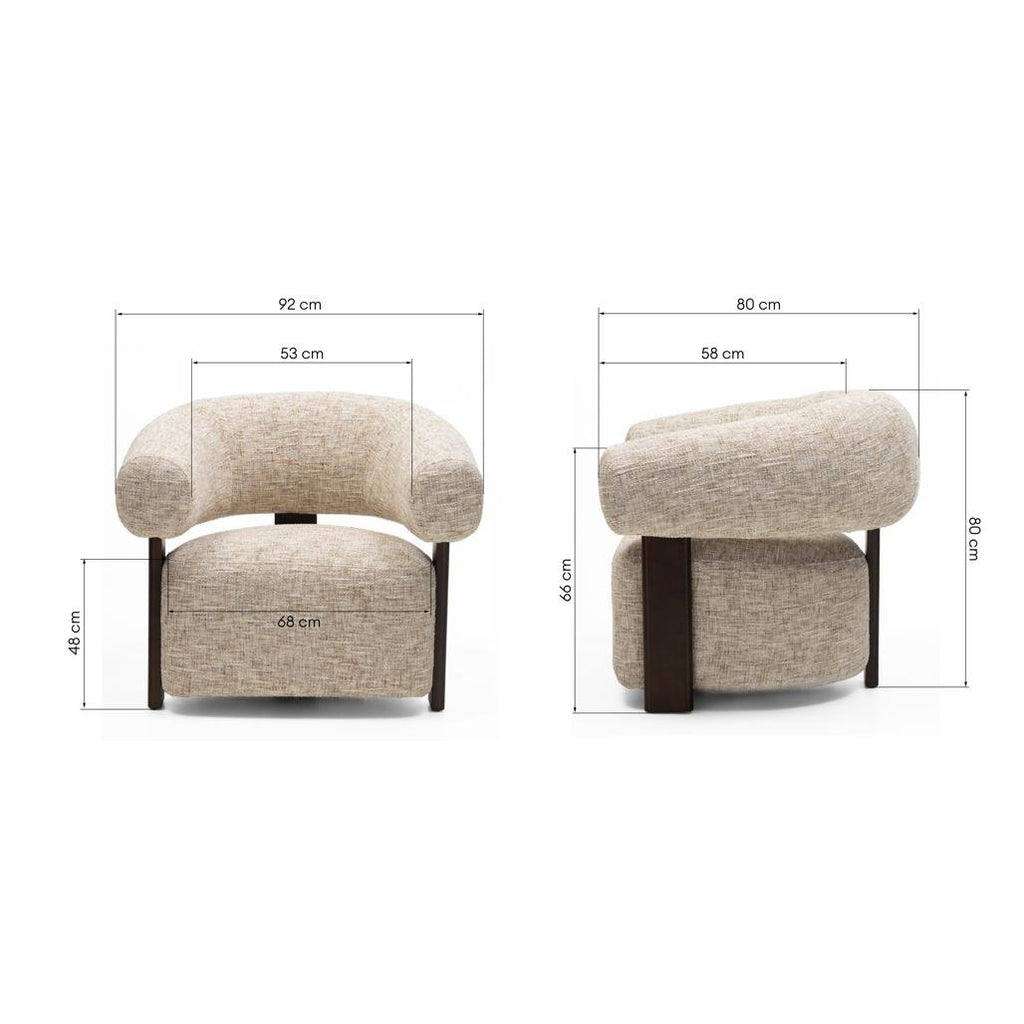 Poltrona Monique beige grigio con gambe in frassino noce - NN-MON-UPH-ARM-BEI-277 - foto 8