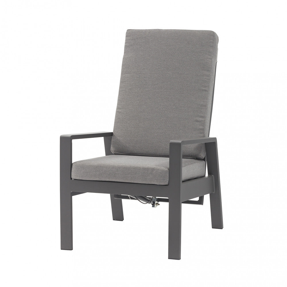 Poltrona reclinabile da giardino Giacarta antracite in alluminio con cuscino