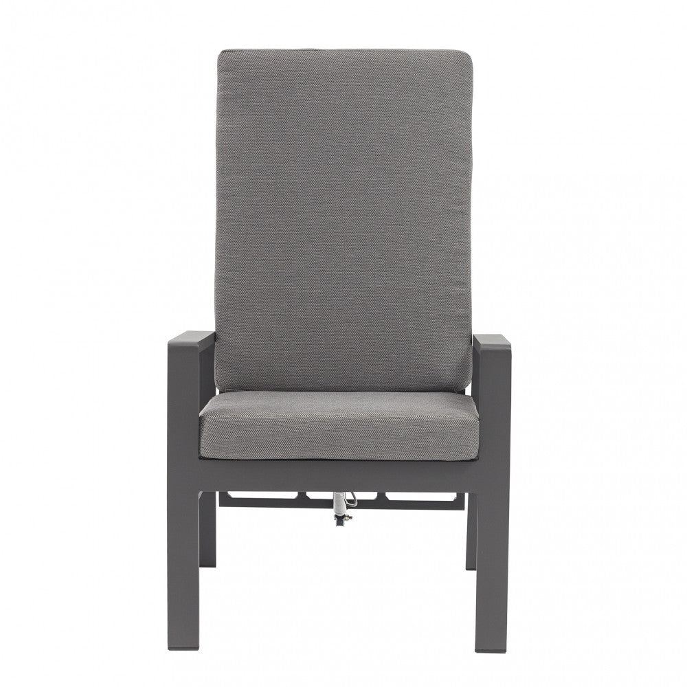 Poltrona reclinabile da giardino Giacarta antracite in alluminio con cuscino.