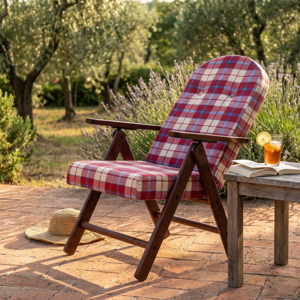 Poltrona Relax 4 Posizioni in Faggio con Cuscino Bordeaux - HF807065-BORD