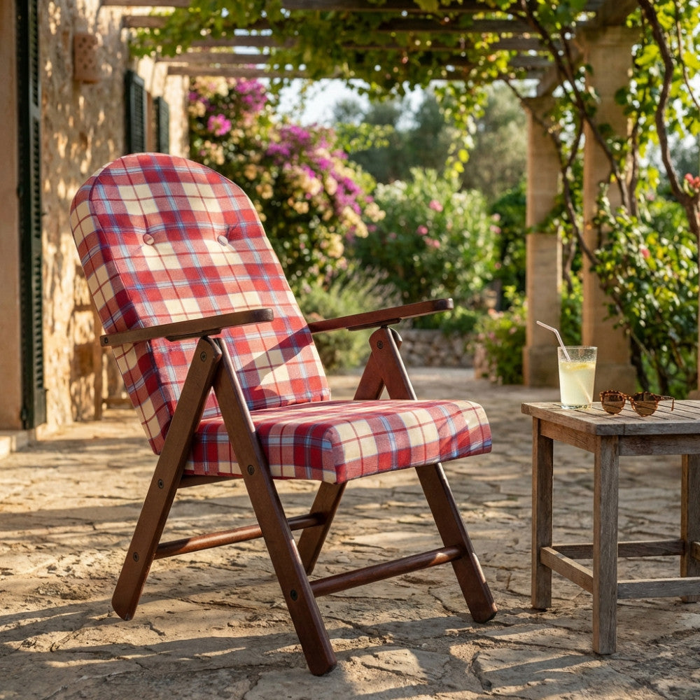 Poltrona Relax 4 Posizioni in Faggio con Cuscino Bordeaux - HF807065-BORD - foto 2