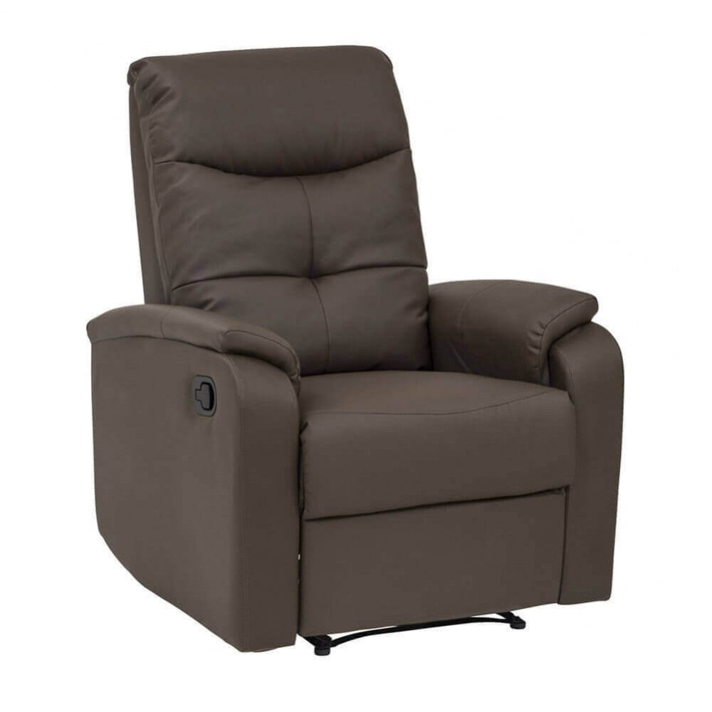 Poltrona relax PM808604-MRNE in ecopelle marrone isolata su sfondo bianco, vista frontale.