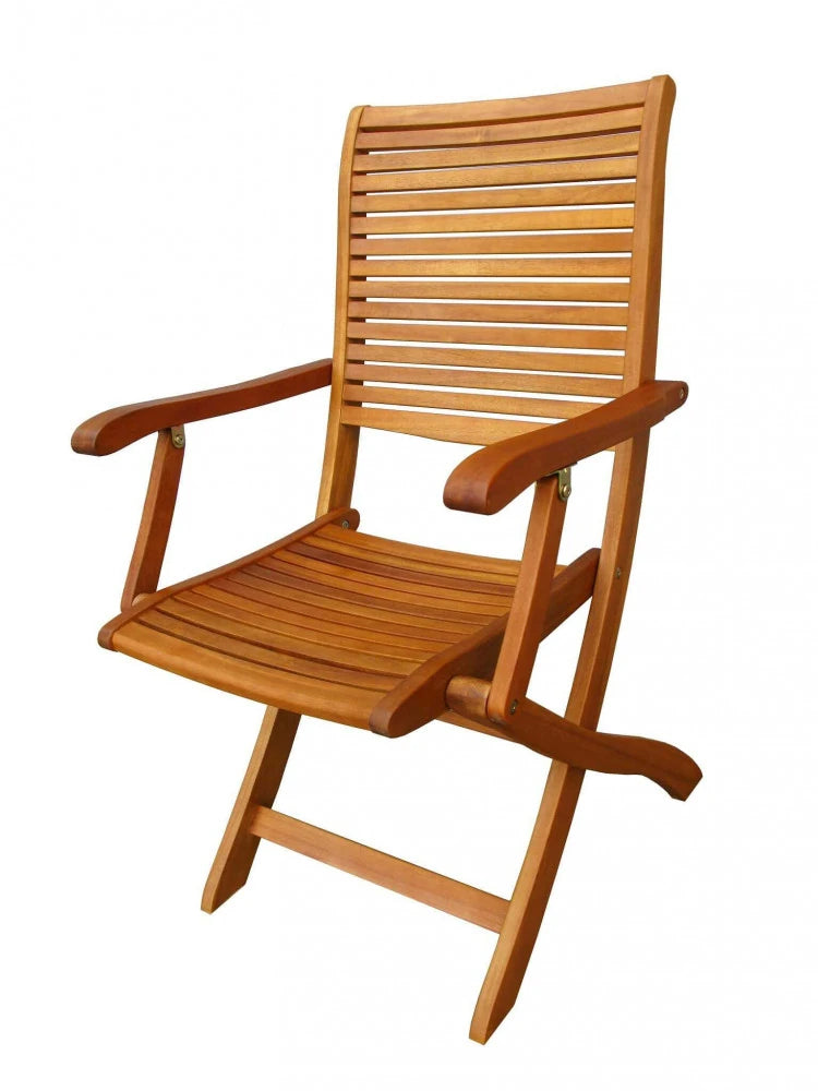 Poltrona Riviera con braccioli in Legno di Acacia massiccio, design elegante per salotto esterno e giardino, panoramica sinistra