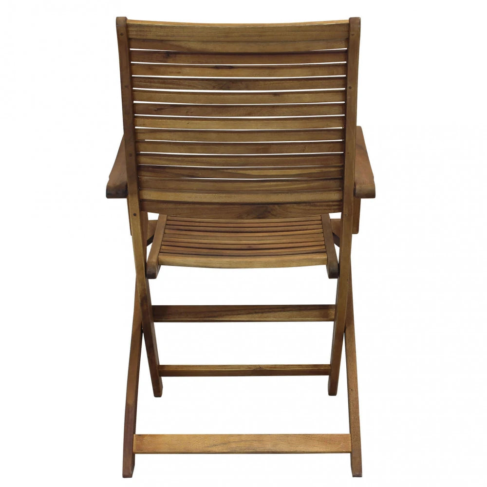 Poltrona Riviera con braccioli in Legno di Acacia massiccio, design elegante per salotto esterno e giardino, vista posteriore