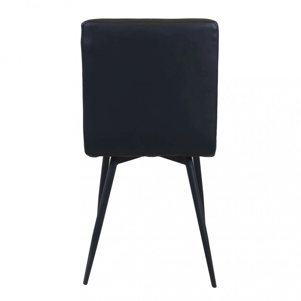 Poltrona Rosalyn in ecopelle nera, design moderno con struttura in metallo e schienale alto, vista posteriore