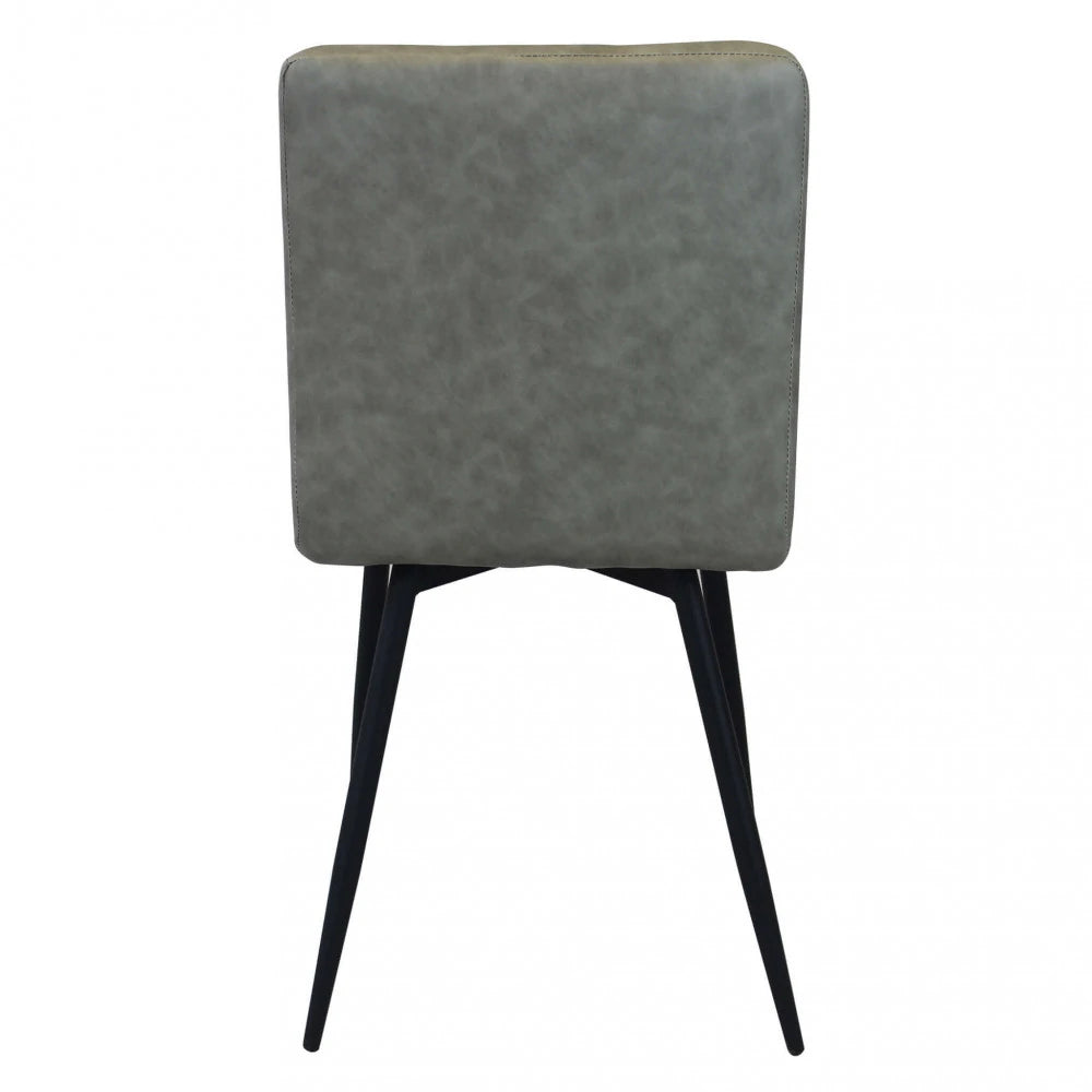 Poltrona Rosalyn in ecopelle color tortora, design moderno con struttura in metallo, vista posteriore