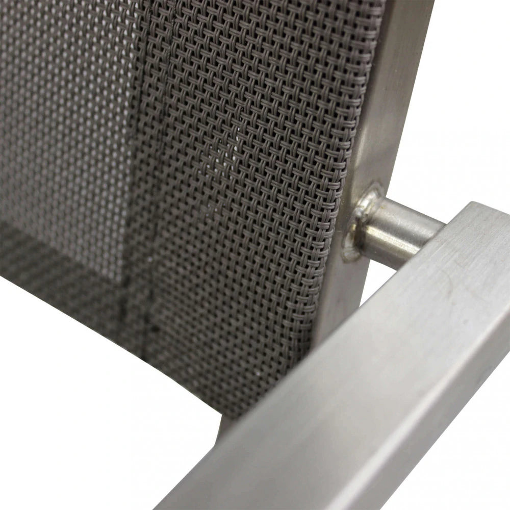 Sedia da giardino Florida in alluminio e textilene, design moderno e minimal, particolare schienale