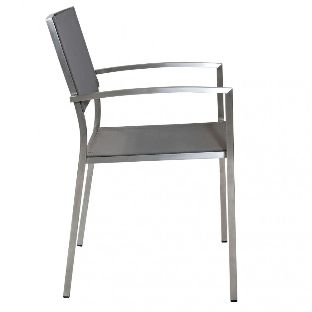 Sedia da giardino Florida in alluminio e textilene, design moderno e minimal, vista laterale