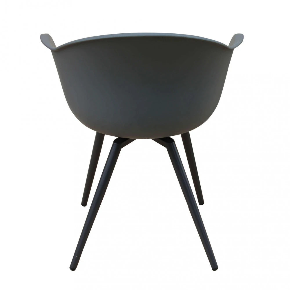 Poltrona Sestriere Antracite con seduta in polipropilene e gambe in alluminio, design moderno per interno/esterno, vista posteriore