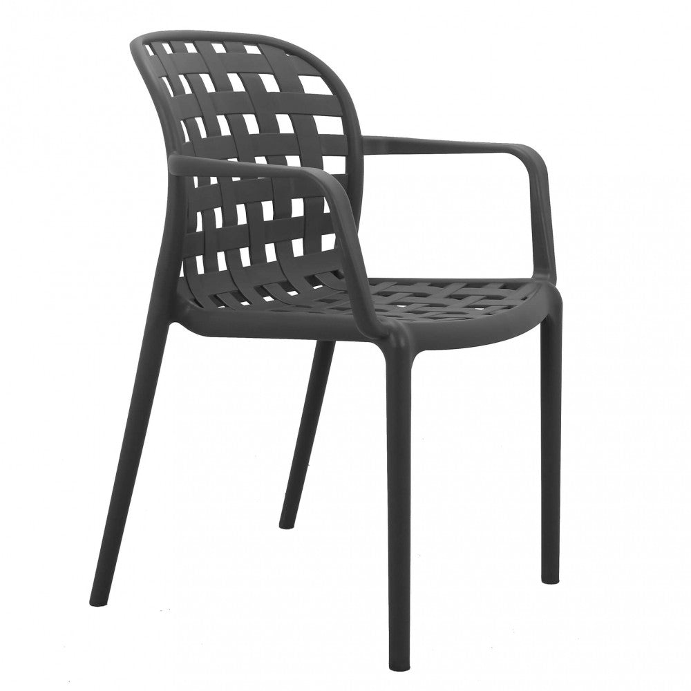 Primo piano sulla finitura del polipropilene in colore Antracite della Poltrona Sharon.