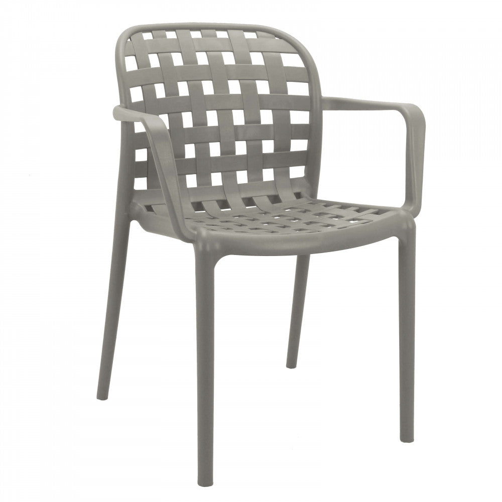 Poltrona Sharon colore Grigio Chiaro, design moderno con braccioli vista laterale