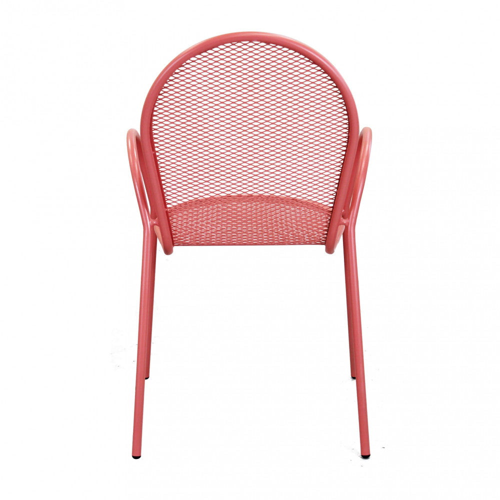 Poltrona da Esterno Sheffield impilabile color rosso, in metallo verniciato a polvere