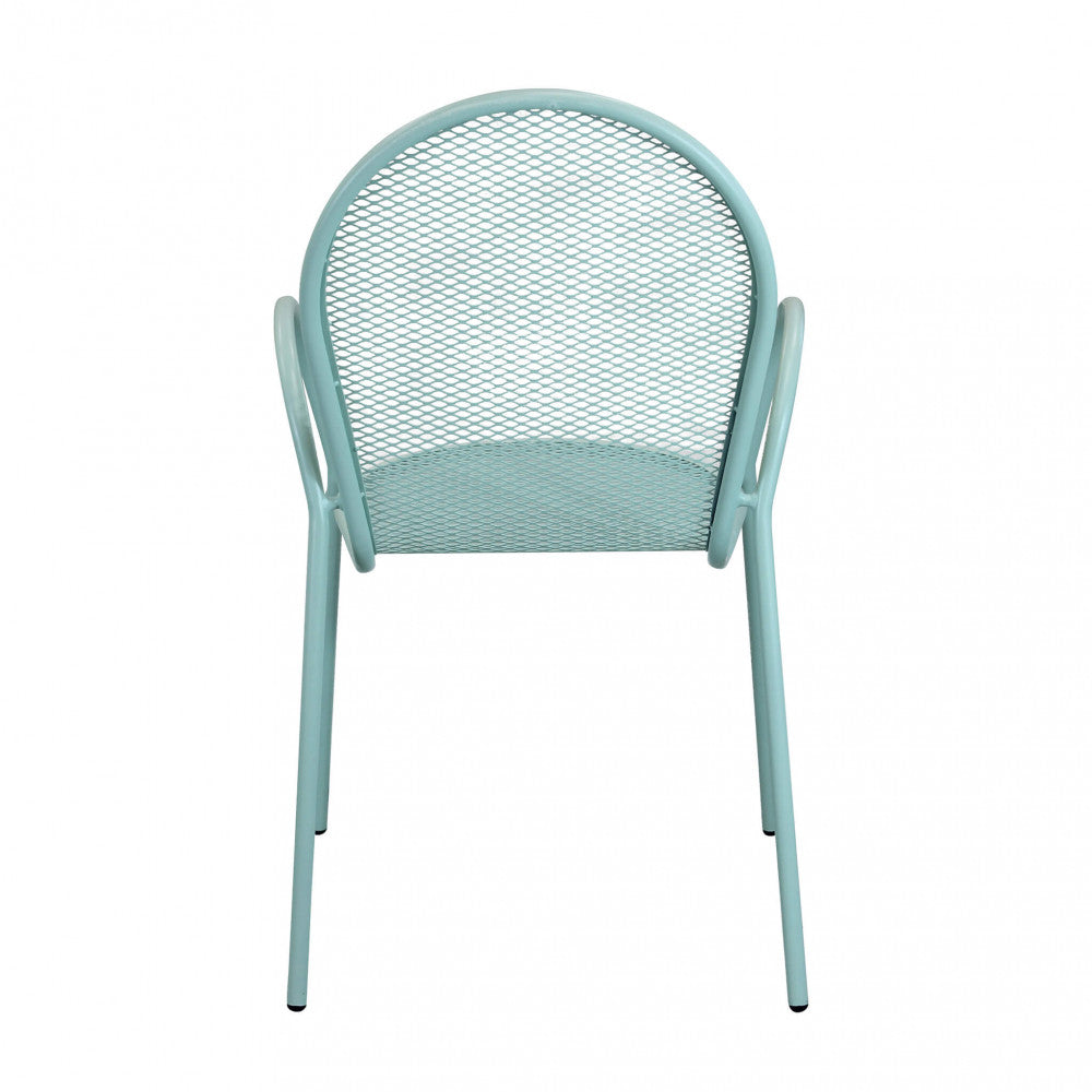 Poltrona da Esterno Sheffield impilabile color verde, in metallo verniciato a polvere.