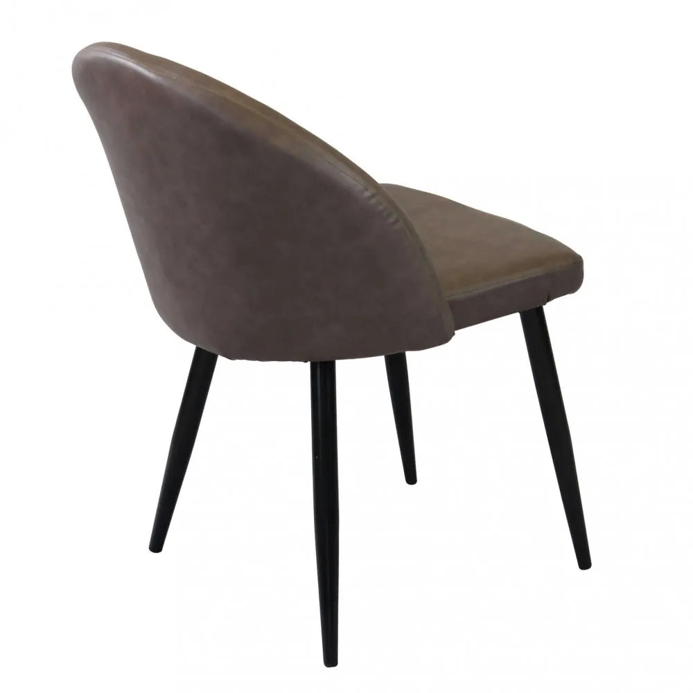 Poltrona Sissy in ecopelle marrone, design moderno per soggiorno o ufficio, panoramica posteriore