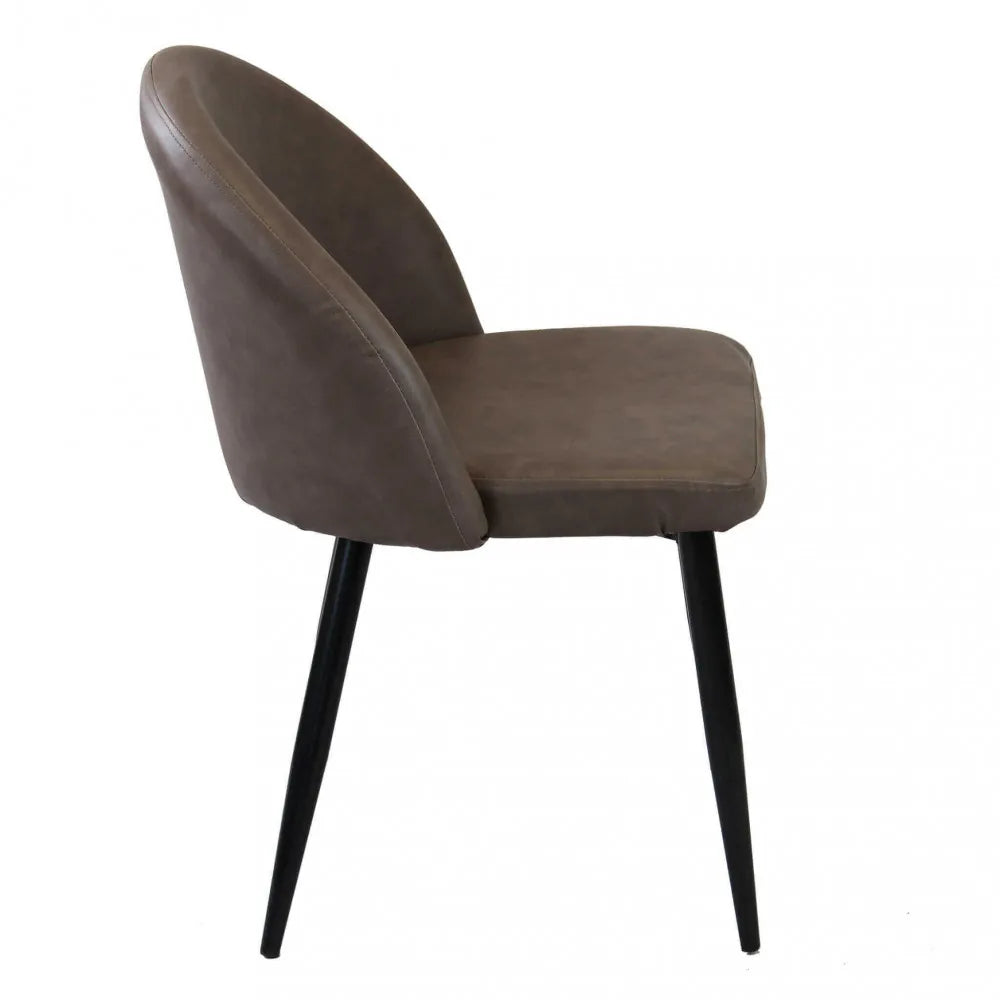 Poltrona Sissy in ecopelle marrone, design moderno per soggiorno o ufficio, vista laterale