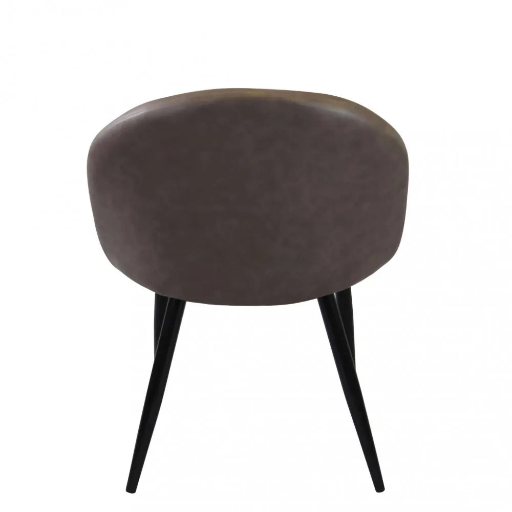 Poltrona Sissy in ecopelle marrone, design moderno per soggiorno o ufficio, vista posteriore