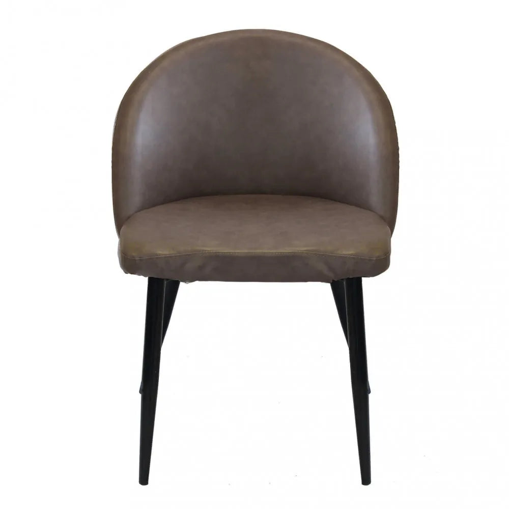 Poltrona Sissy in ecopelle marrone, design moderno per soggiorno o ufficio, vista frontale