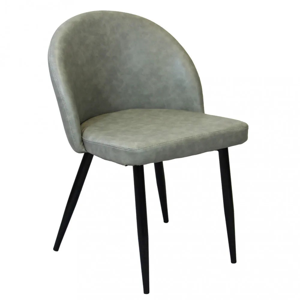 Poltrona Sissy in ecopelle color tortora, stile moderno con base in metallo