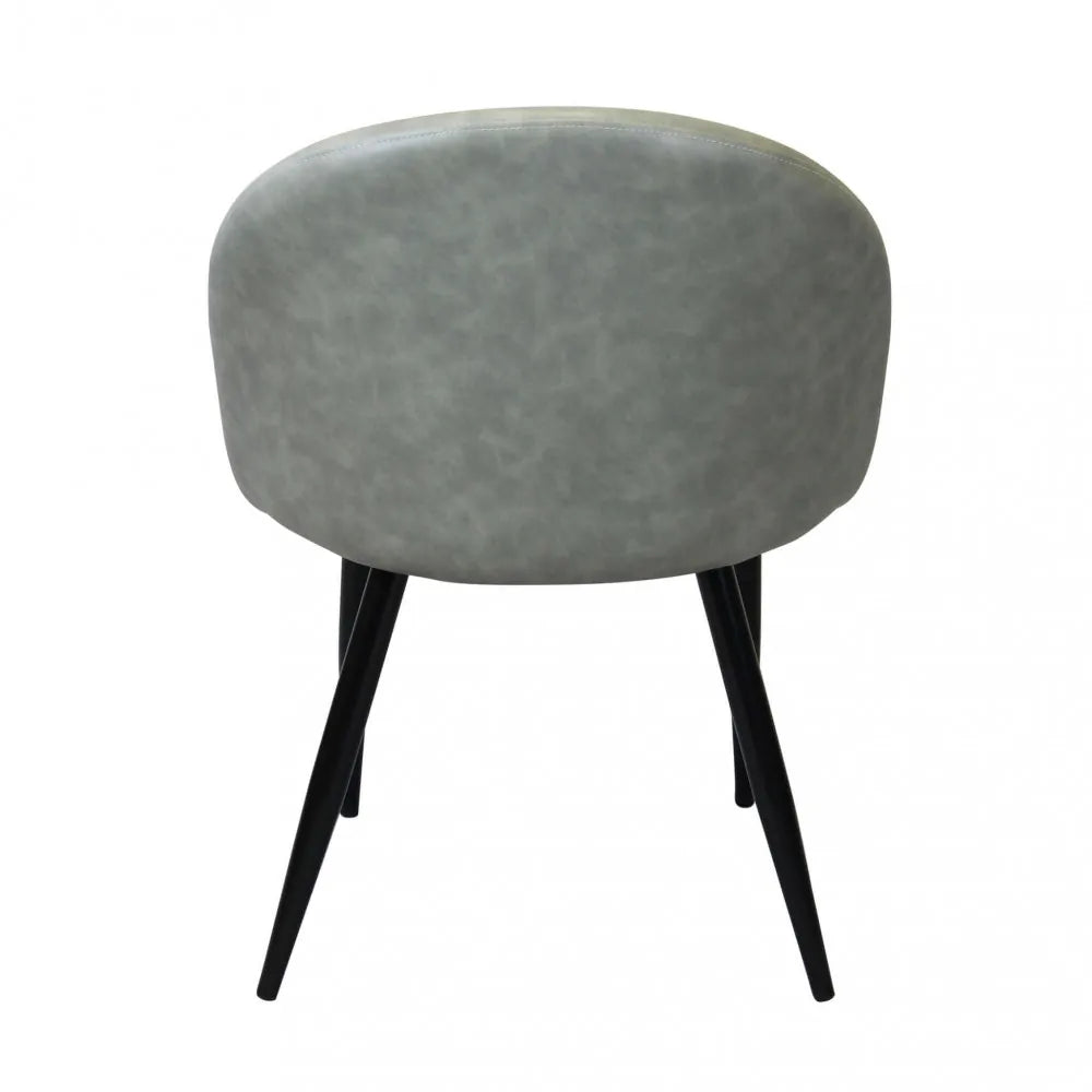 Poltrona Sissy in ecopelle color tortora, stile moderno con base in metallo, vista posteriore