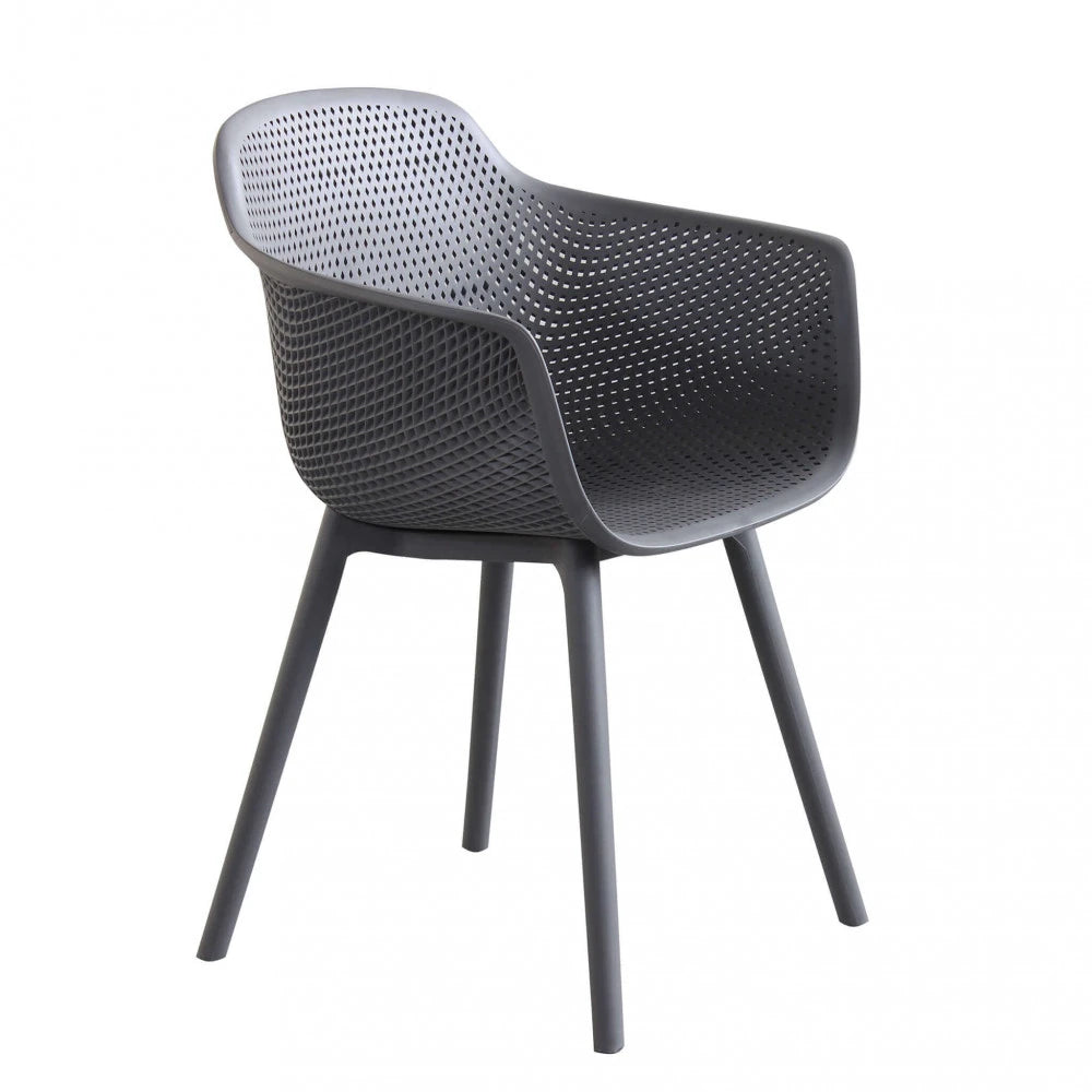 Poltrona Vannes Taupe monoscocca in polipropilene, design ampio ed ergonomico per giardino e soggiorno.