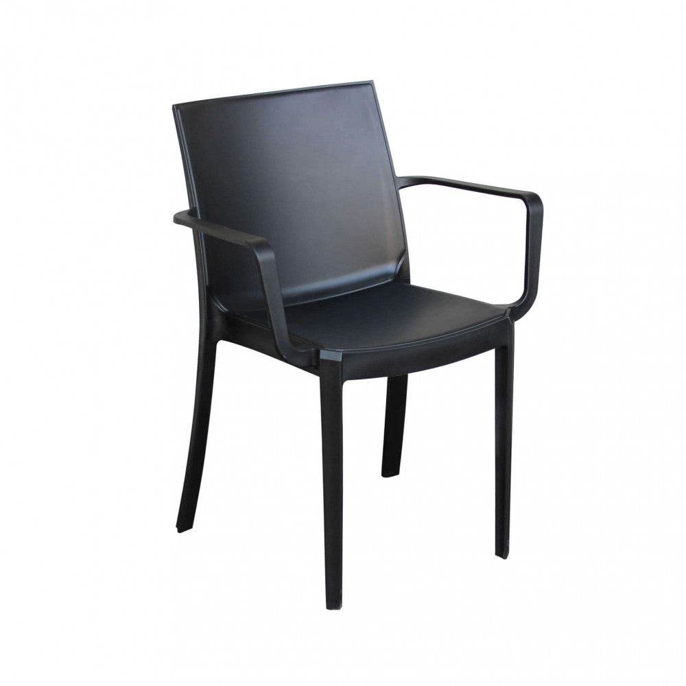 Poltrona Victoria color antracite in polipropilene, leggera e resistente.