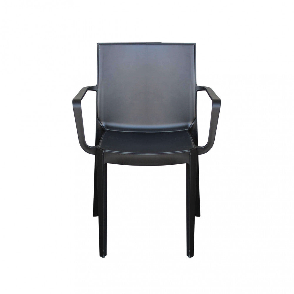 Poltrona Victoria color antracite in polipropilene, leggera e resistente.