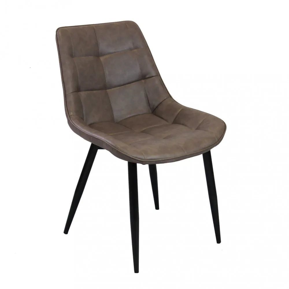 Poltrona Winona in ecopelle marrone, sedia moderna da sala da pranzo o studio