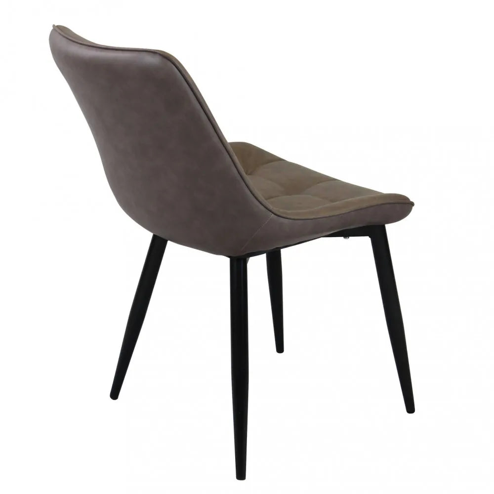 Poltrona Winona in ecopelle marrone, sedia moderna da sala da pranzo o studio, vista posteriore