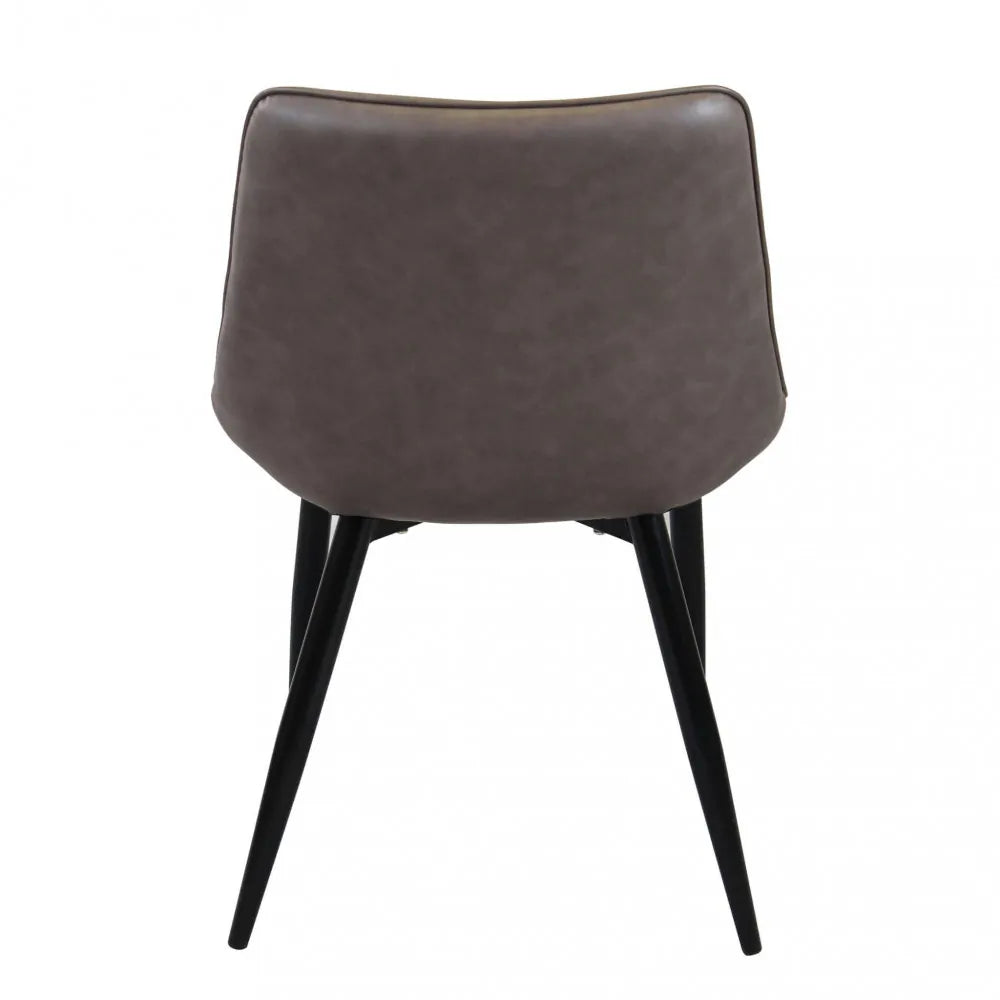 Poltrona Winona in ecopelle marrone, sedia moderna da sala da pranzo o studio, panoramica posteriore