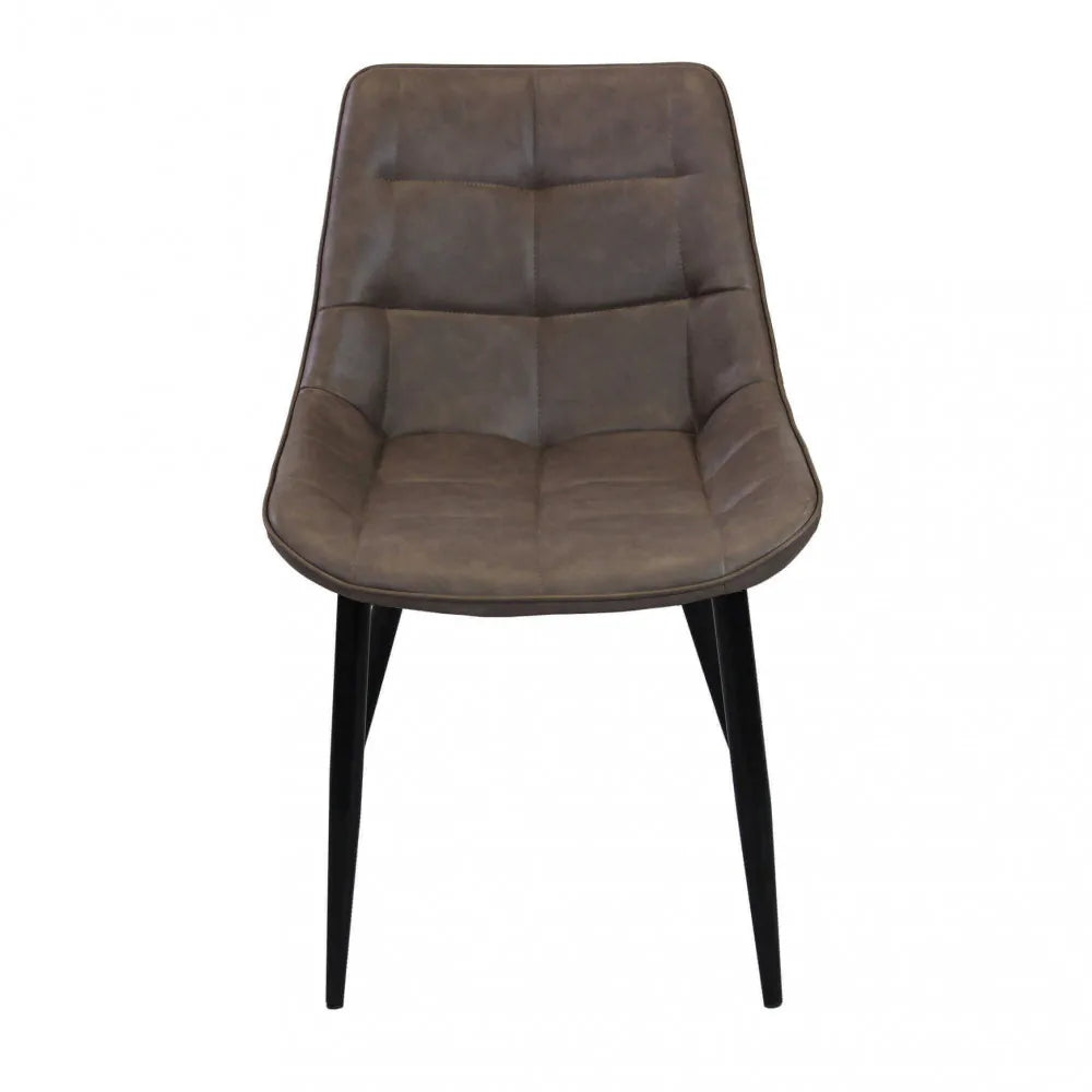 Poltrona Winona in ecopelle marrone, sedia moderna da sala da pranzo o studio, vista frontale