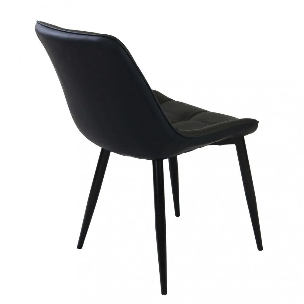 Poltrona Winona in ecopelle nera, seduta ergonomica con gambe in metallo, panoramica posteriore