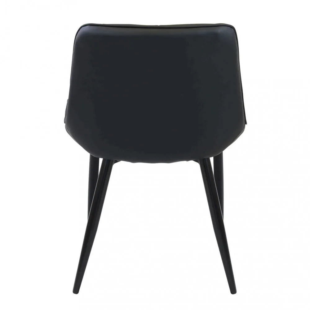 Poltrona Winona in ecopelle nera, seduta ergonomica con gambe in metallo, vista posteriore