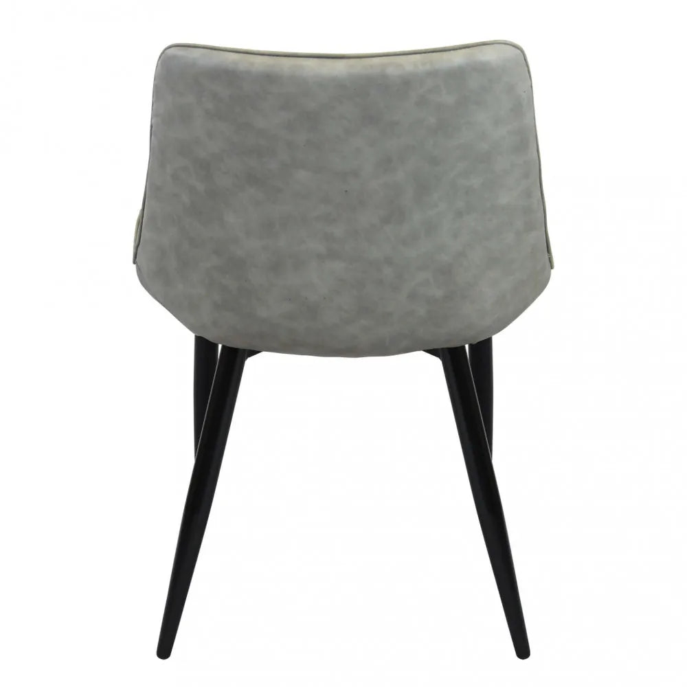 Poltrona Winona in ecopelle color tortora, sedia moderna per salotto o ufficio, vista posteriore