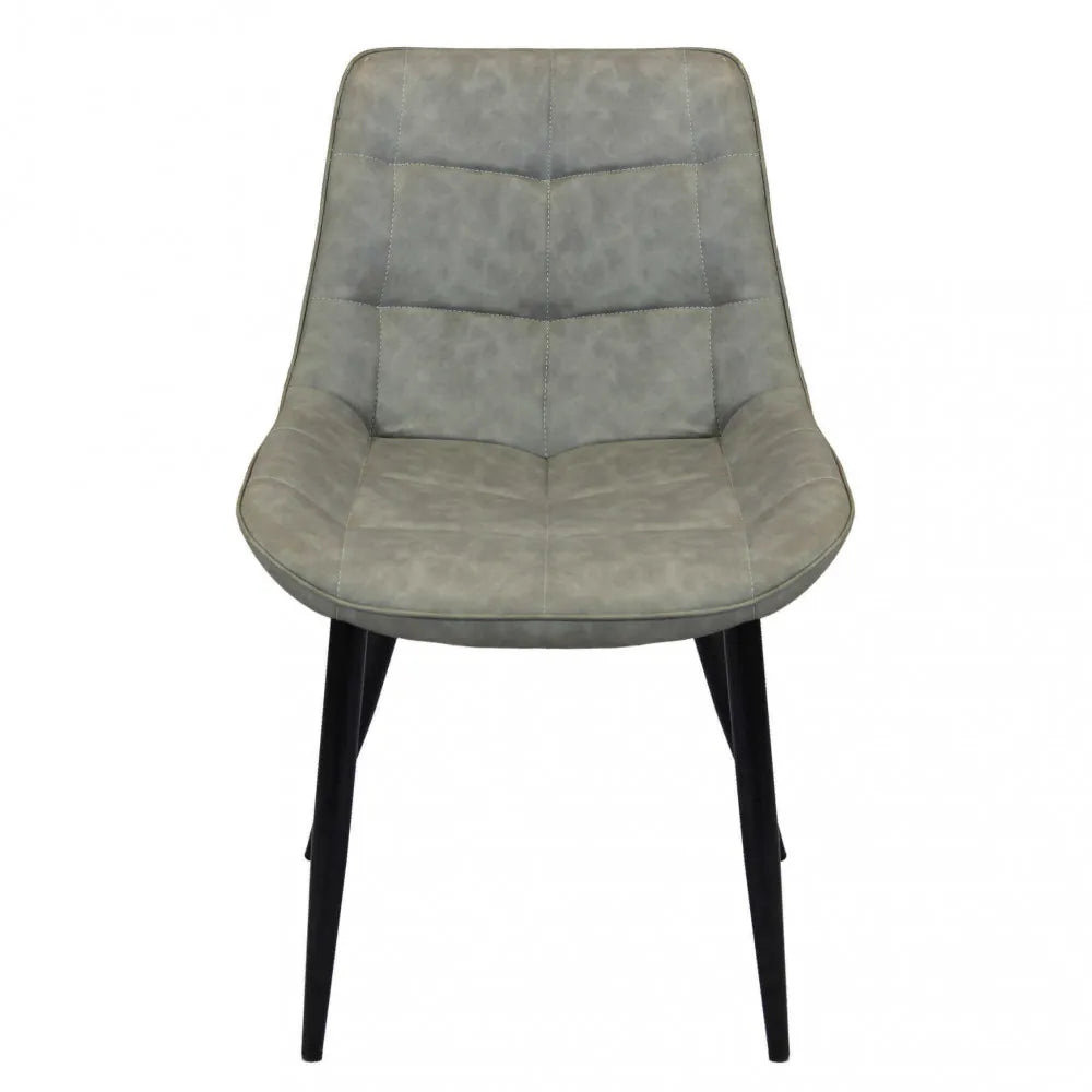 Poltrona Winona in ecopelle color tortora, sedia moderna per salotto o ufficio, vista frontale